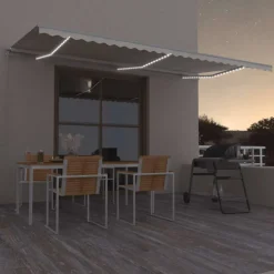 VIDAXL - Auvent manuel rétractable avec led 600x300 cm crème