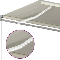 VIDAXL - Auvent manuel rétractable avec led 600x300 cm crème
