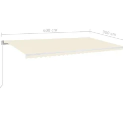 VIDAXL - Auvent manuel rétractable avec led 600x300 cm crème