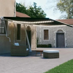 VIDAXL - Auvent manuel rétractable avec led 600x300 cm anthracite