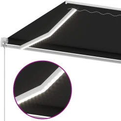 VIDAXL - Auvent manuel rétractable avec led 600x300 cm anthracite