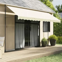 VIDAXL - Auvent rétractable crème 400x150 m tissu et acier