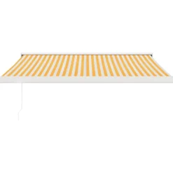 VIDAXL - Auvent rétractable jaune et blanc 3,5x2,5 m tissu et aluminium