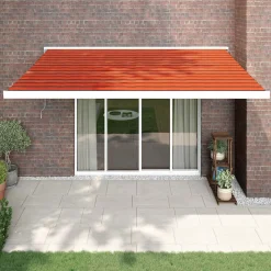 VIDAXL - Auvent rétractable orange et marron 4x3 m tissu et aluminium