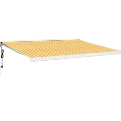 VIDAXL - Auvent rétractable jaune et blanc 4x3 m tissu et aluminium
