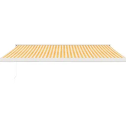 VIDAXL - Auvent rétractable jaune et blanc 4x3 m tissu et aluminium