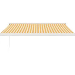 VIDAXL - Auvent rétractable jaune et blanc 3x2,5 m tissu et aluminium