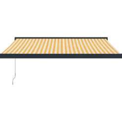 VIDAXL - Auvent rétractable jaune et blanc 3,5x2,5 m tissu et aluminium