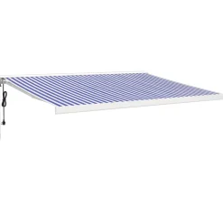 VIDAXL - Auvent rétractable bleu et blanc 4x3 m tissu et aluminium