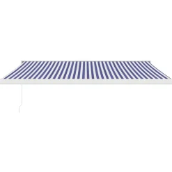 VIDAXL - Auvent rétractable bleu et blanc 4x3 m tissu et aluminium