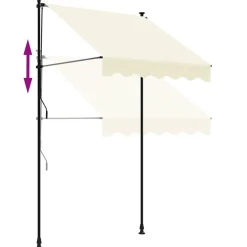VIDAXL - Auvent rétractable crème 150x150 m tissu et acier