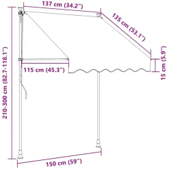 VIDAXL - Auvent rétractable crème 150x150 m tissu et acier