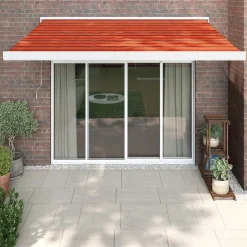 VIDAXL - Auvent rétractable orange et marron 3x2,5 m tissu et aluminium