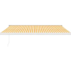 VIDAXL - Auvent rétractable jaune et blanc 4,5x3 m tissu et aluminium