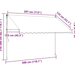 VIDAXL - Auvent rétractable crème 300x150 m tissu et acier