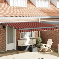 VIDAXL - Auvent rétractable orange et marron 4x3 m tissu et aluminium