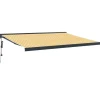 VIDAXL - Auvent rétractable jaune et blanc 4x3 m tissu et aluminium