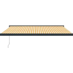 VIDAXL - Auvent rétractable jaune et blanc 4x3 m tissu et aluminium