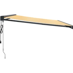 VIDAXL - Auvent rétractable jaune et blanc 4x3 m tissu et aluminium