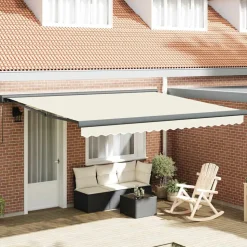 VIDAXL - Auvent rétractable crème 4x3 m tissu et aluminium