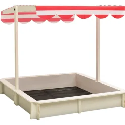 VIDAXL - Bac à sable et toit réglable bois de sapin blanc et rouge uv50