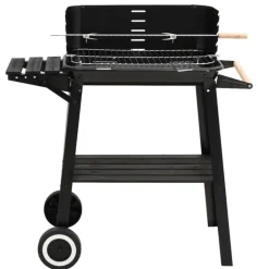 VIDAXL - Barbecue au charbon de bois avec roues noir acier