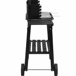 VIDAXL - Barbecue au charbon de bois avec roues noir acier