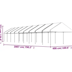 VIDAXL - Belvédère avec toit blanc 20,07x4,08x3,22 m polyéthylène
