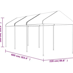 VIDAXL - Belvédère avec toit blanc 6,69x2,28x2,69 m polyéthylène