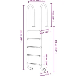 VIDAXL - Échelle de piscine 54x38x211 cm acier inoxydable 304