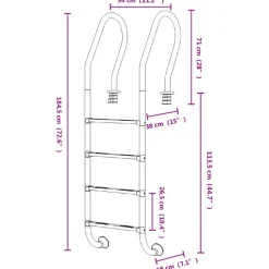 VIDAXL - Échelle de piscine 54x38x184,5 cm acier inoxydable 304