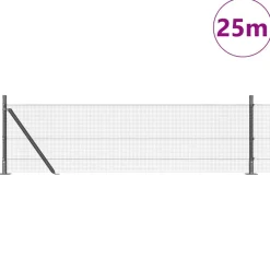 VIDAXL - Clôture avec poteaux argent 0.6 x 25 m acier