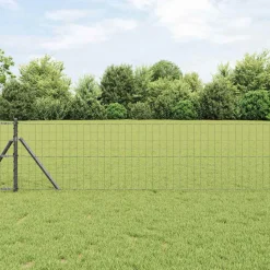 VIDAXL - Clôture avec poteaux gris 0.8 x 25 m acier