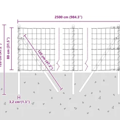 VIDAXL - Clôture avec poteaux gris 0.8 x 25 m acier