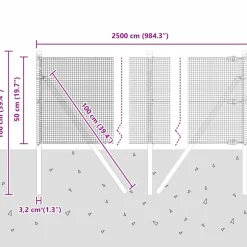 VIDAXL - Clôture avec poteaux argent 0.5 x 25 m acier