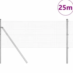VIDAXL - Clôture avec poteaux argent 0.6 x 25 m acier