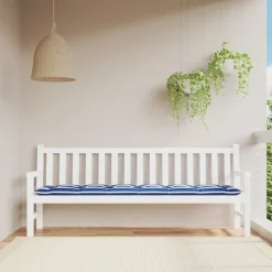 VIDAXL - Coussin de banc de jardin rayures bleues et blanches 200x50x7cm