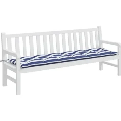 VIDAXL - Coussin de banc de jardin rayures bleues et blanches 200x50x7cm
