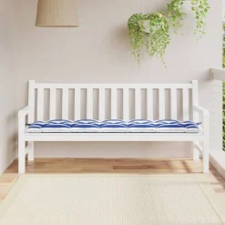 VIDAXL - Coussin de banc de jardin rayures bleues et blanches 180x50x7cm