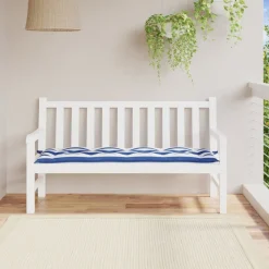 VIDAXL - Coussin de banc de jardin rayures bleues et blanches 150x50x7cm