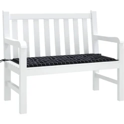 VIDAXL - Coussin de banc de jardin carreaux noir 120x50x4cm tissu oxford