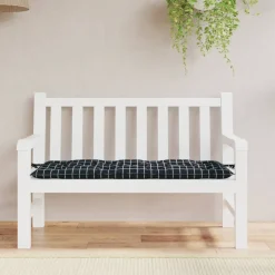 VIDAXL - Coussin de banc de jardin carreaux noir 120x50x7 cm tissu