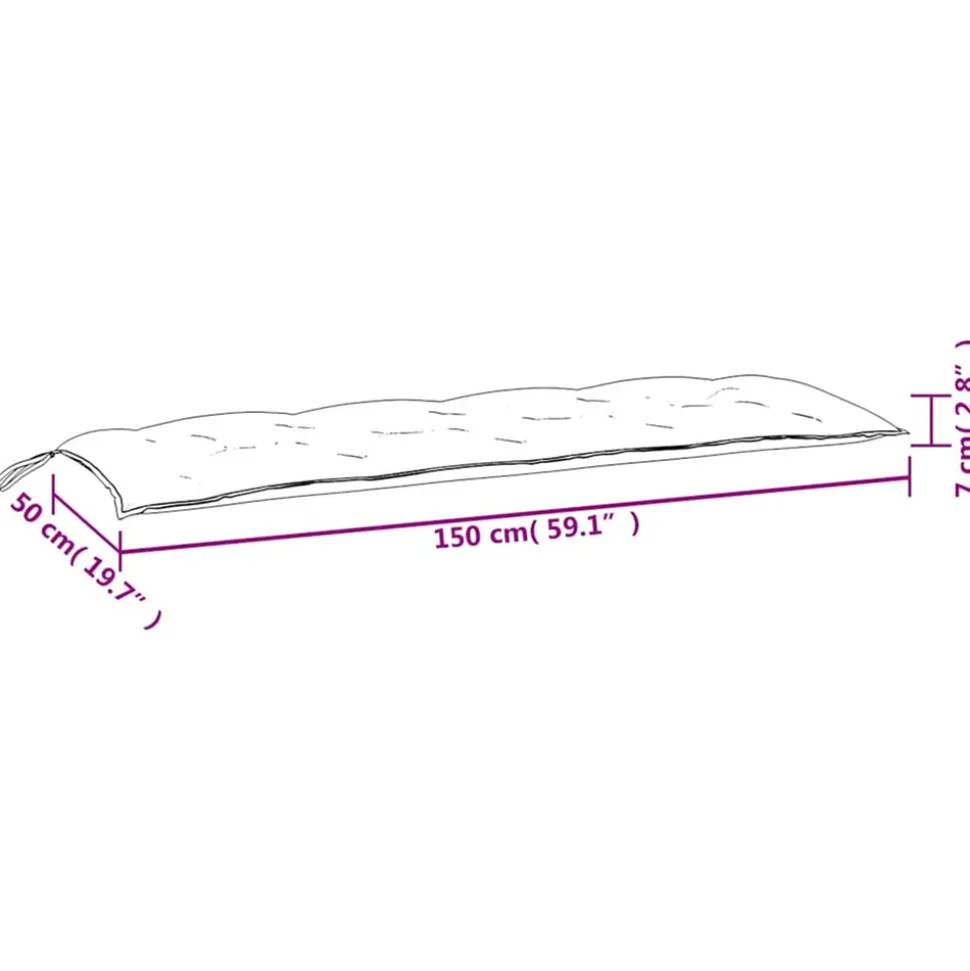 VIDAXL - Coussins de banc de jardin lot de 2 rose 150x50x7 cm tissu