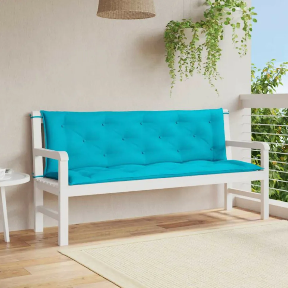 VIDAXL - Coussins de banc de jardin lot de 2 turquoise 150x50x7 cm tissu