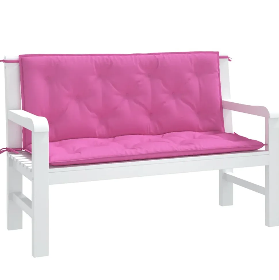 VIDAXL - Coussins de banc de jardin lot de 2 rose 120x50x7 cm tissu
