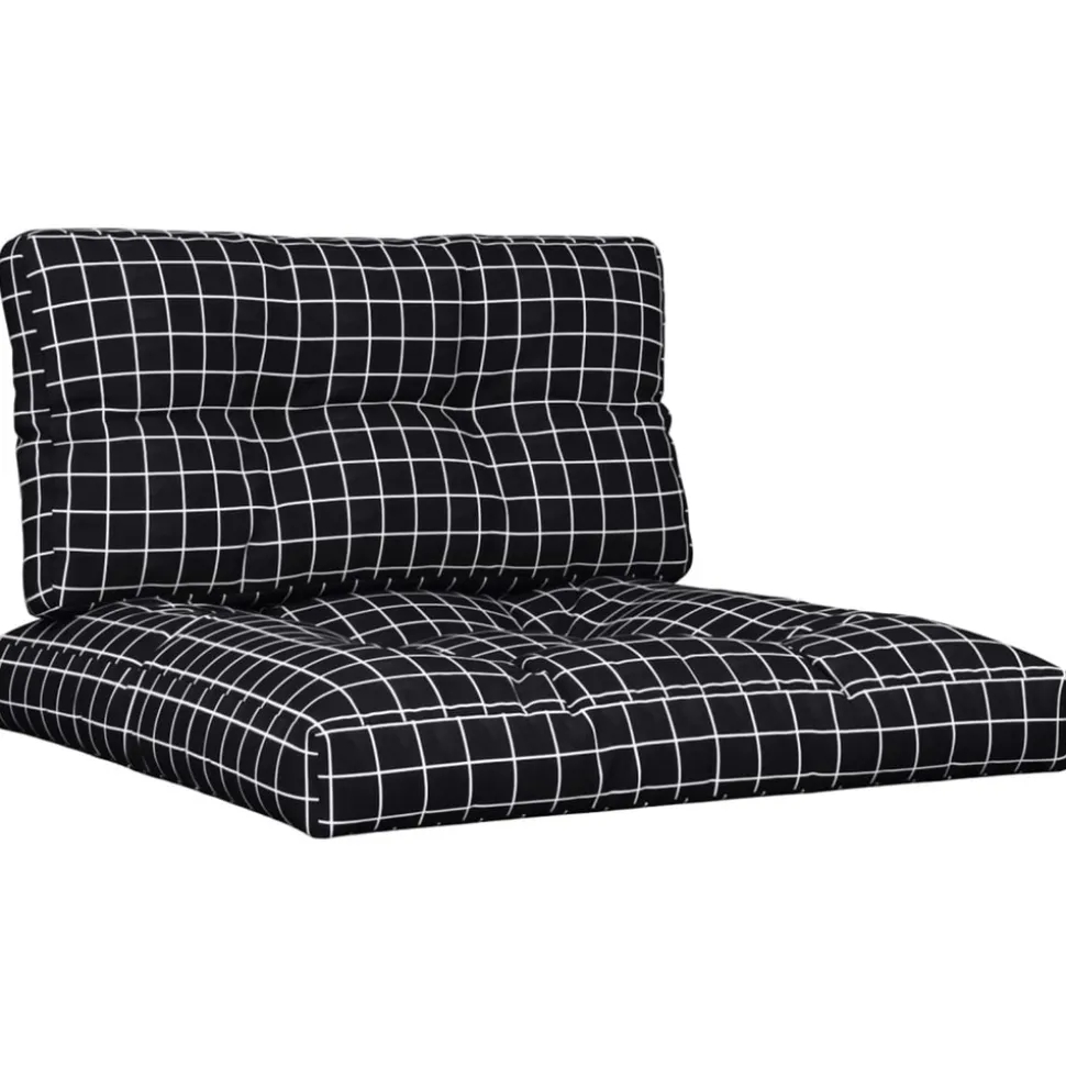 VIDAXL - Coussins de palette lot de 2 motif à carreaux noir tissu