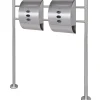 VIDAXL - Double boîte à lettre sur support en acier inoxydable