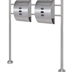 VIDAXL - Double boîte à lettre sur support en acier inoxydable
