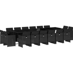 VIDAXL - Ensemble à manger de jardin 17 pcs coussins noir résine tressée