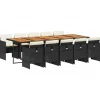VIDAXL - Ensemble à manger de jardin 11 pcs coussins noir résine tressée